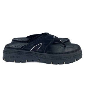 Skechers GTech Leather Black Platform Thong Sandal